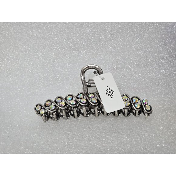 Rhinestone Hair Claw Clip Silver Tone - Picture 3 of 4